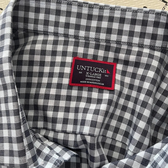 UntuckIt Mclaren wrinkle free gingham button down shirt XL - Picture 5 of 6